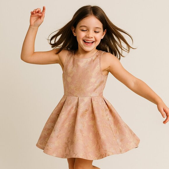 Place Fit & Flare Dressy Dress Sleeveless Zippered Back Rose Gold Size 10 - Picture 1 of 16